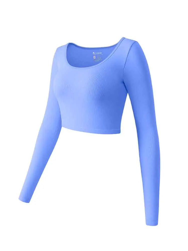 Women's Yoga Top Long Sleeved Round Neck Sports Wear Fitness Running Seamless Gym Woman Sport Shirt Female Workout Tops T-shirt - Clothesfassion.store