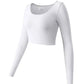 Women's Yoga Top Long Sleeved Round Neck Sports Wear Fitness Running Seamless Gym Woman Sport Shirt Female Workout Tops T-shirt - Clothesfassion.store
