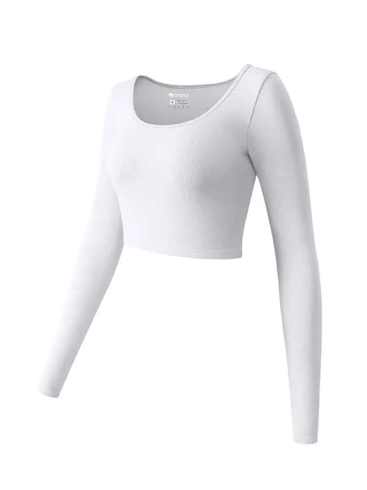 Women's Yoga Top Long Sleeved Round Neck Sports Wear Fitness Running Seamless Gym Woman Sport Shirt Female Workout Tops T-shirt - Clothesfassion.store