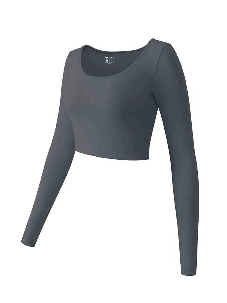Women's Yoga Top Long Sleeved Round Neck Sports Wear Fitness Running Seamless Gym Woman Sport Shirt Female Workout Tops T-shirt - Clothesfassion.store