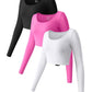 Women's Yoga Top Long Sleeved Round Neck Sports Wear Fitness Running Seamless Gym Woman Sport Shirt Female Workout Tops T-shirt - Clothesfassion.store