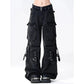 Y2K Black Cargo Pants for Women Straight Leg Jean Edgy Style Pocket Trousers Streetwear 2000s Aesthetic Grunge Pants Pantalones - Clothesfassion.store