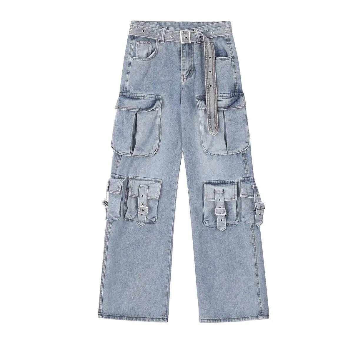Y2K Black Cargo Pants for Women Straight Leg Jean Edgy Style Pocket Trousers Streetwear 2000s Aesthetic Grunge Pants Pantalones - Clothesfassion.store