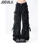 Y2K Black Cargo Pants for Women Straight Leg Jean Edgy Style Pocket Trousers Streetwear 2000s Aesthetic Grunge Pants Pantalones - Clothesfassion.store