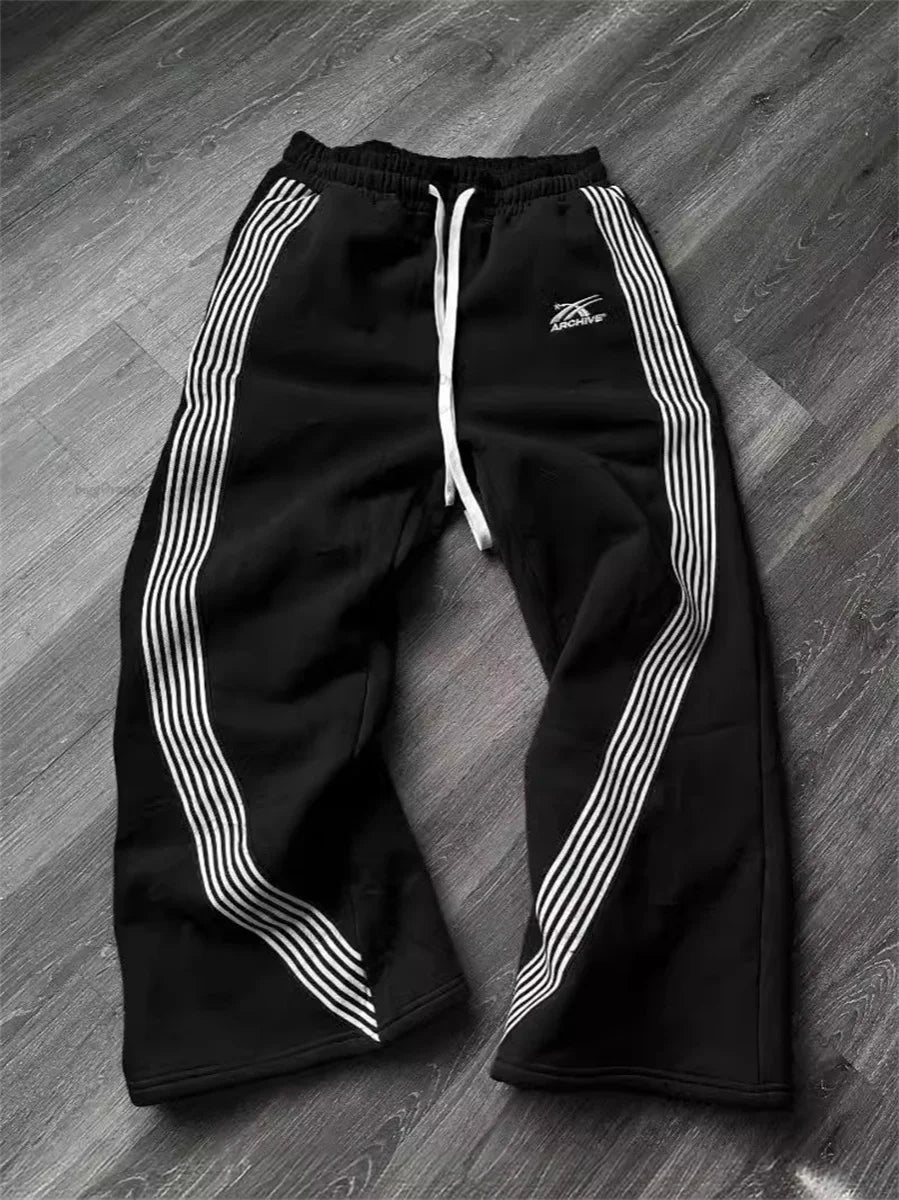Y2k Embroidered Black Gray Casual Pants Camo Functional Tactical Functional Men's Women's Premium Jogging Drawstring Sweatpants - Clothesfassion.store