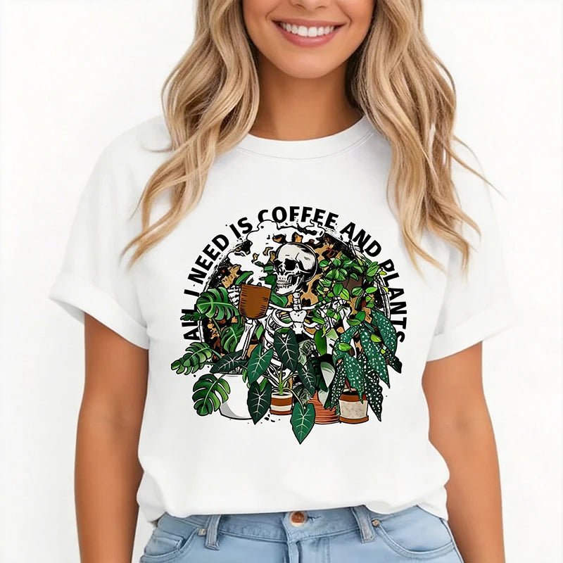 Y2k Featuring A Skeleton Plant Design Print T-Shirt for Woman 90s GraphicTops Tshirt Women's Casual Short Sleeve T Shirt Clothes - Clothesfassion.store