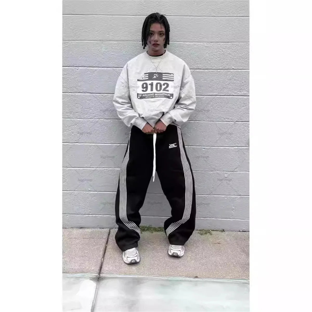 Y2k Gray Casual Pants Vintage Functional Tactical Men's Women's Premium Jogging Wide Leg Pants Drawstring Streetwear Sweatpants - Clothesfassion.store