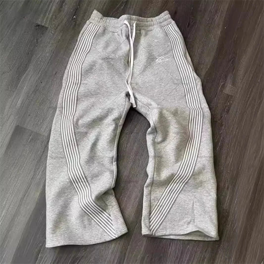 Y2k Gray Casual Pants Vintage Functional Tactical Men's Women's Premium Jogging Wide Leg Pants Drawstring Streetwear Sweatpants - Clothesfassion.store