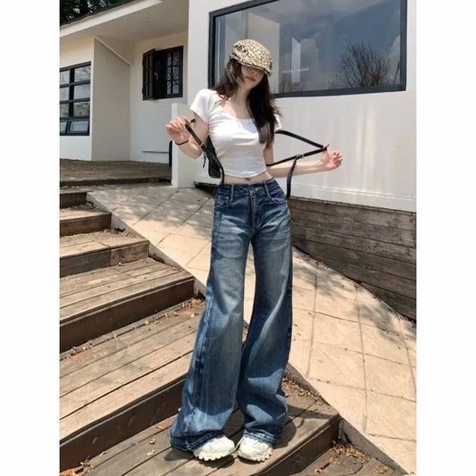 Y2k Jeans Pants for Woman Shoujo Girl Style Women's Denim Pants Low Rise Jeans Women's Spring Clothes Jean Coquette Jorts Baggy - Clothesfassion.store