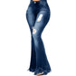 Y2k Jeans Women Long Pants Flare Pant Slim Fit Bodycon Y2k Streetwear Casual Elegant 2026 Denim Trousers Solid Hole High Waist - Clothesfassion.store
