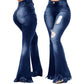 Y2k Jeans Women Long Pants Flare Pant Slim Fit Bodycon Y2k Streetwear Casual Elegant 2026 Denim Trousers Solid Hole High Waist - Clothesfassion.store