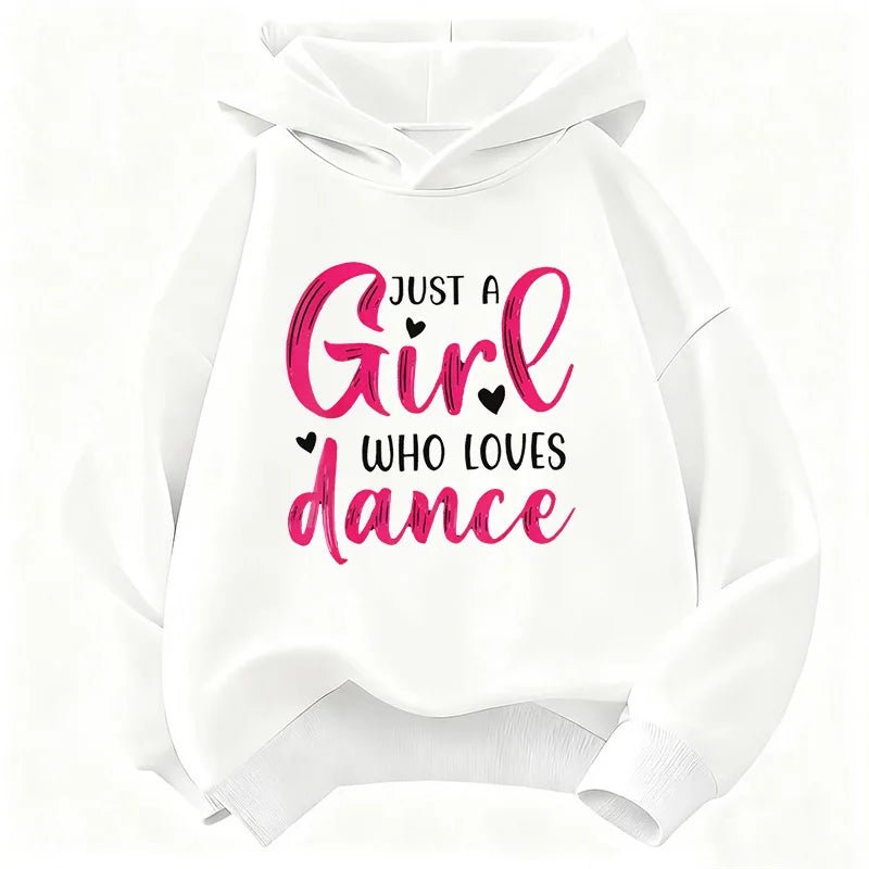 Y2k Just A Girl Who Love Dance Letter Printed HoodieChildren's Sweatshirt Hoody Girls Autumn Winter Casual Hoodies - Clothesfassion.store