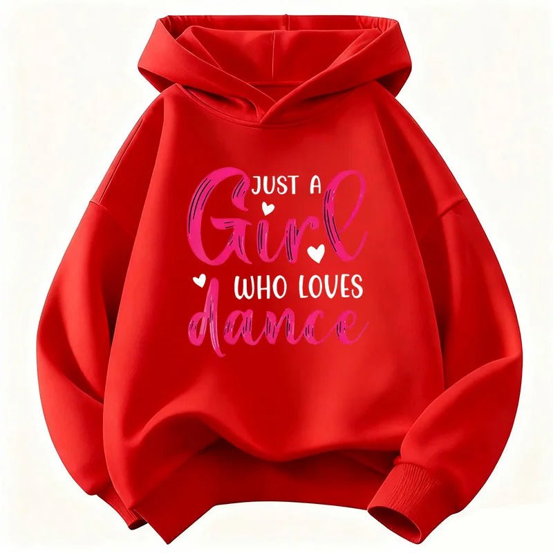 Y2k Just A Girl Who Love Dance Letter Printed HoodieChildren's Sweatshirt Hoody Girls Autumn Winter Casual Hoodies - Clothesfassion.store