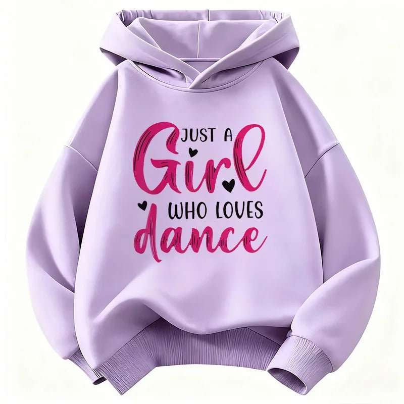 Y2k Just A Girl Who Love Dance Letter Printed HoodieChildren's Sweatshirt Hoody Girls Autumn Winter Casual Hoodies - Clothesfassion.store