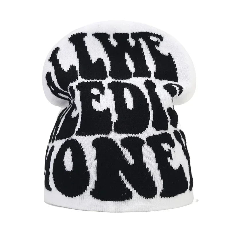 Y2K Letter Knitted Winter Autumn Beanie Cap Men Women Kanye Beanies Gorras Hombre Top Warm Skiing Hat Ear Hats Hip Hop Skullcap - Clothesfassion.store