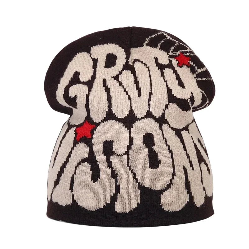 Y2K Letter Knitted Winter Autumn Beanie Cap Men Women Kanye Beanies Gorras Hombre Top Warm Skiing Hat Ear Hats Hip Hop Skullcap - Clothesfassion.store
