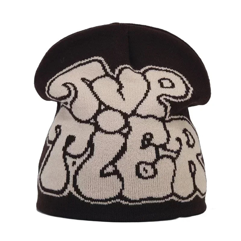 Y2K Letter Knitted Winter Autumn Beanie Cap Men Women Kanye Beanies Gorras Hombre Top Warm Skiing Hat Ear Hats Hip Hop Skullcap - Clothesfassion.store