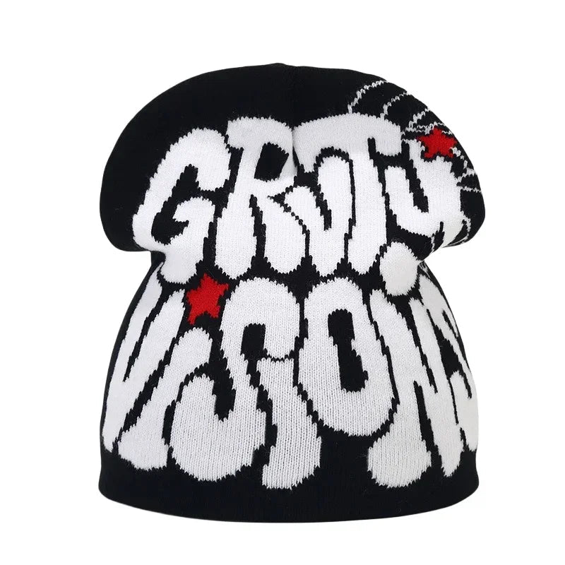 Y2K Letter Knitted Winter Autumn Beanie Cap Men Women Kanye Beanies Gorras Hombre Top Warm Skiing Hat Ear Hats Hip Hop Skullcap - Clothesfassion.store
