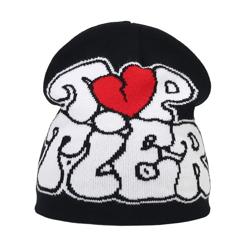 Y2K Letter Knitted Winter Autumn Beanie Cap Men Women Kanye Beanies Gorras Hombre Top Warm Skiing Hat Ear Hats Hip Hop Skullcap - Clothesfassion.store