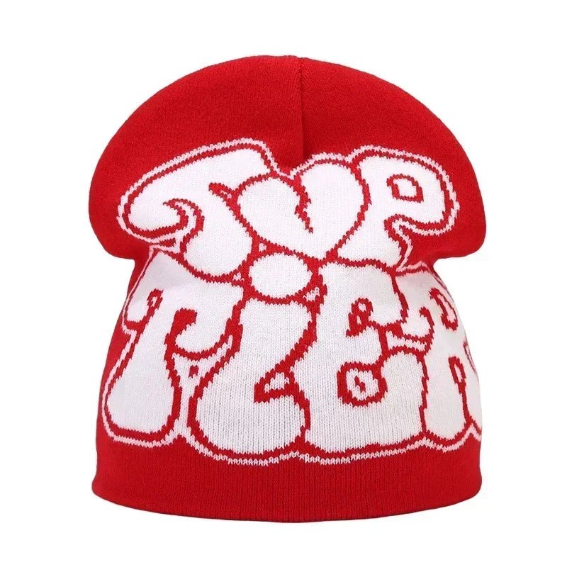 Y2K Letter Knitted Winter Autumn Beanie Cap Men Women Kanye Beanies Gorras Hombre Top Warm Skiing Hat Ear Hats Hip Hop Skullcap - Clothesfassion.store