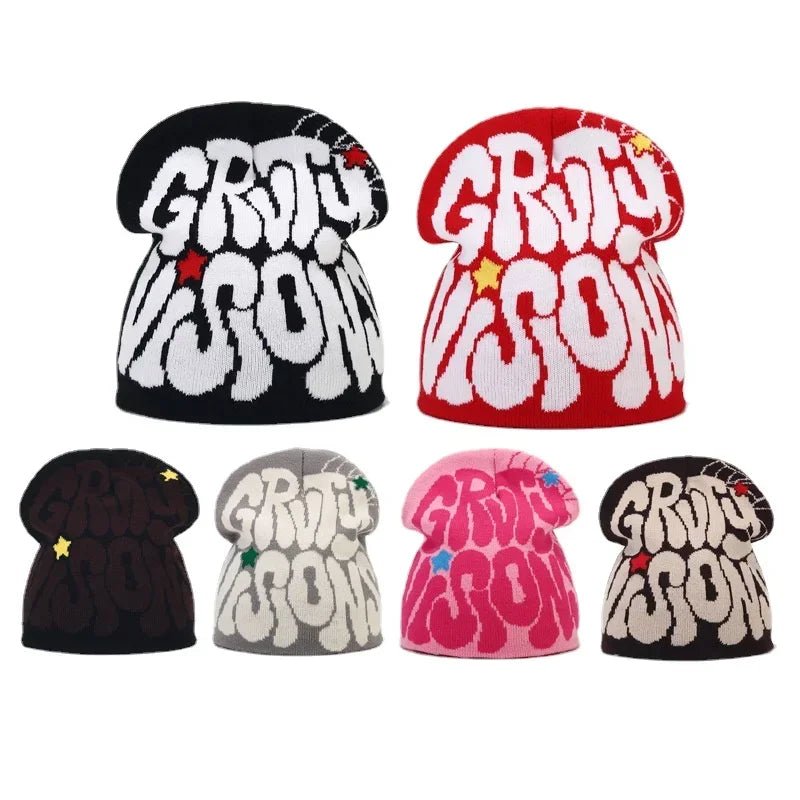 Y2K Letter Knitted Winter Autumn Beanie Cap Men Women Kanye Beanies Gorras Hombre Top Warm Skiing Hat Ear Hats Hip Hop Skullcap - Clothesfassion.store