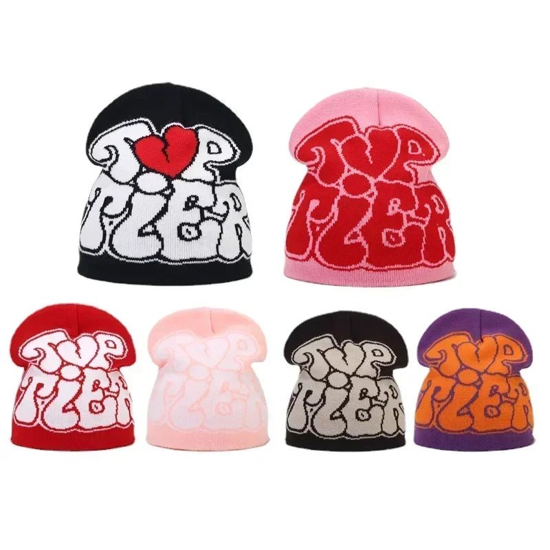 Y2K Letter Knitted Winter Autumn Beanie Cap Men Women Kanye Beanies Gorras Hombre Top Warm Skiing Hat Ear Hats Hip Hop Skullcap - Clothesfassion.store