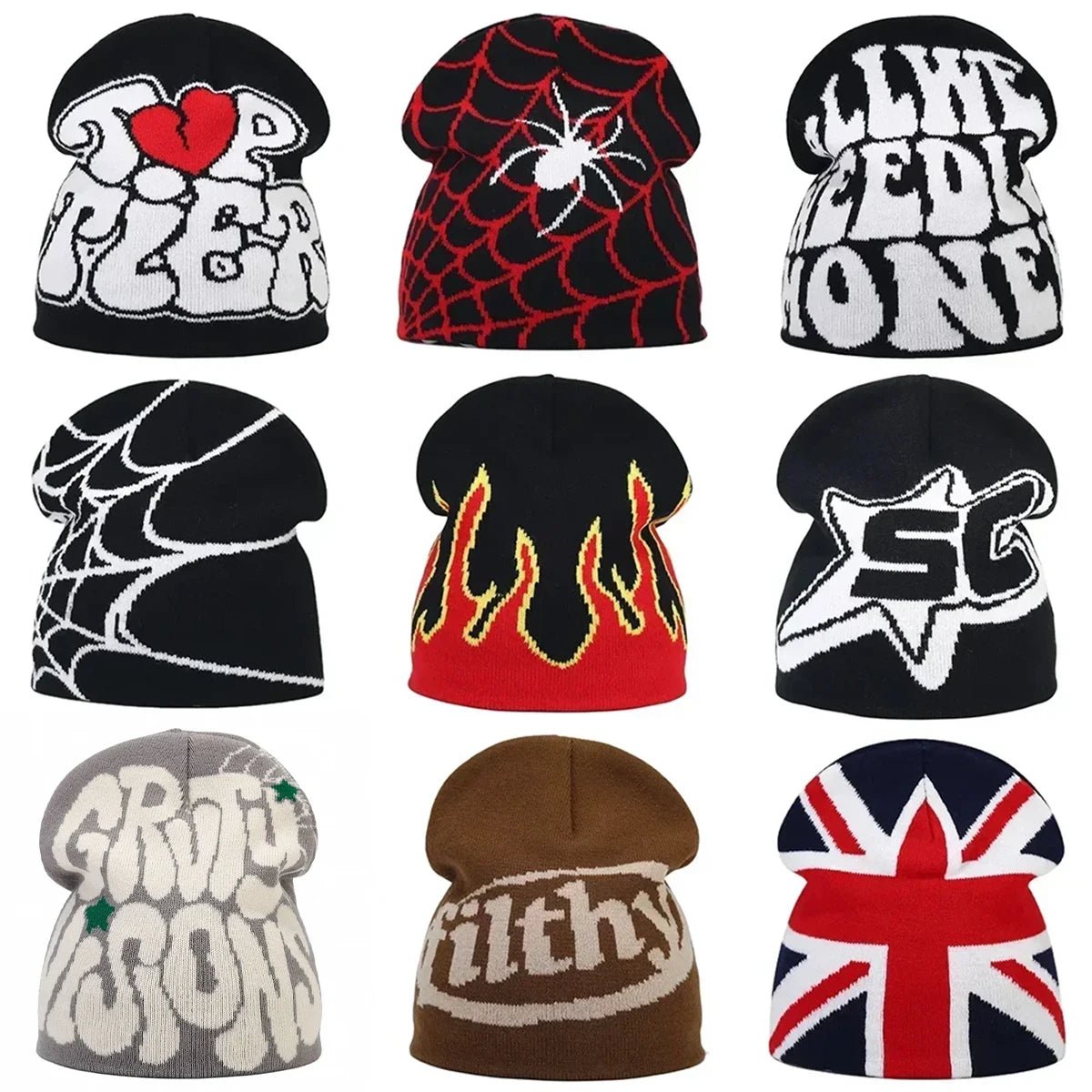 Y2K Letter Knitted Winter Autumn Beanie Cap Men Women Kanye Beanies Gorras Hombre Top Warm Skiing Hat Ear Hats Hip Hop Skullcap - Clothesfassion.store