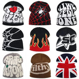 Y2K Letter Knitted Winter Autumn Beanie Cap Men Women Kanye Beanies Gorras Hombre Top Warm Skiing Hat Ear Hats Hip Hop Skullcap - Clothesfassion.store