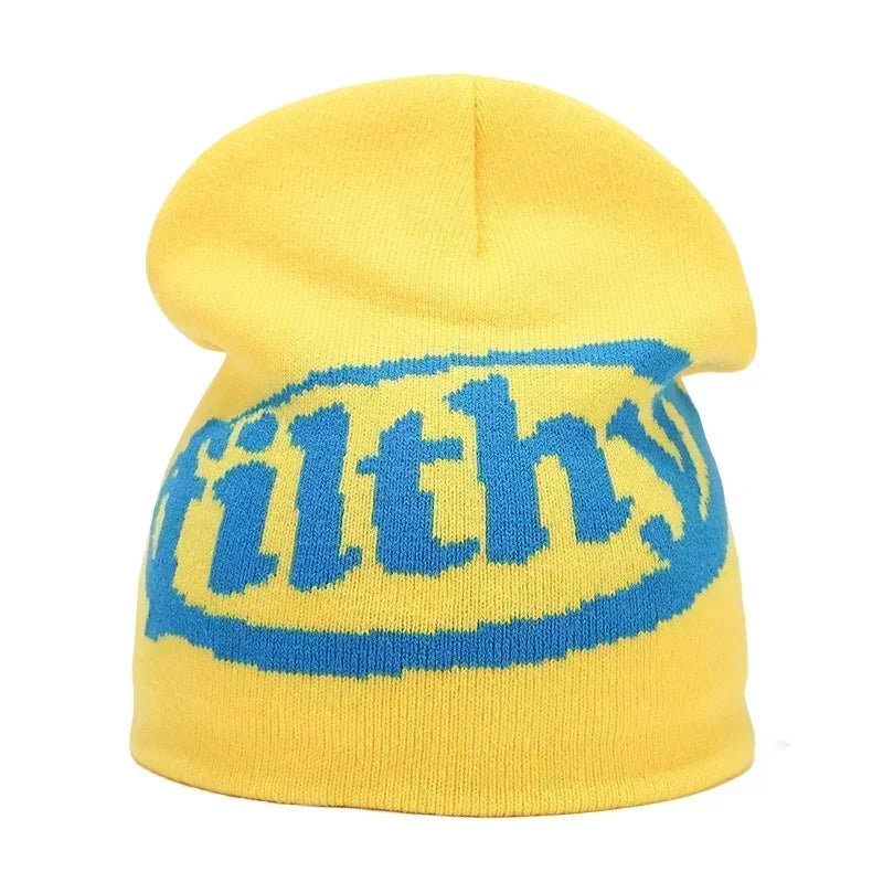 Y2K Letter Knitted Winter Autumn Beanie Cap Men Women Kanye Beanies Gorras Hombre Top Warm Skiing Hat Ear Hats Hip Hop Skullcap - Clothesfassion.store