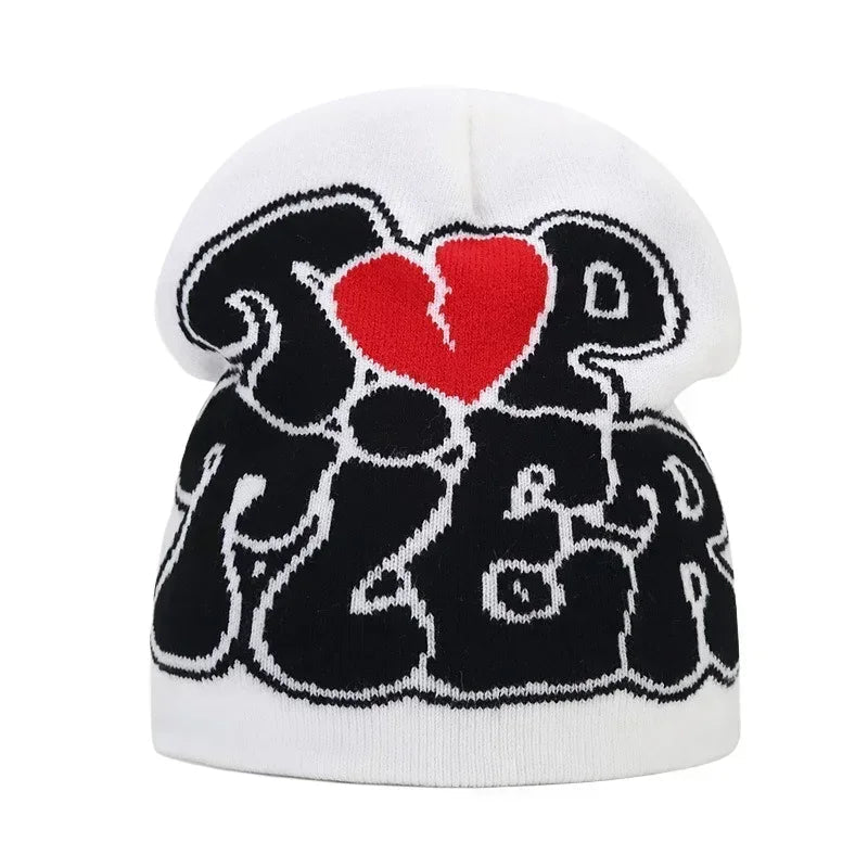 Y2K Letter Knitted Winter Autumn Beanie Cap Men Women Kanye Beanies Gorras Hombre Top Warm Skiing Hat Ear Hats Hip Hop Skullcap - Clothesfassion.store