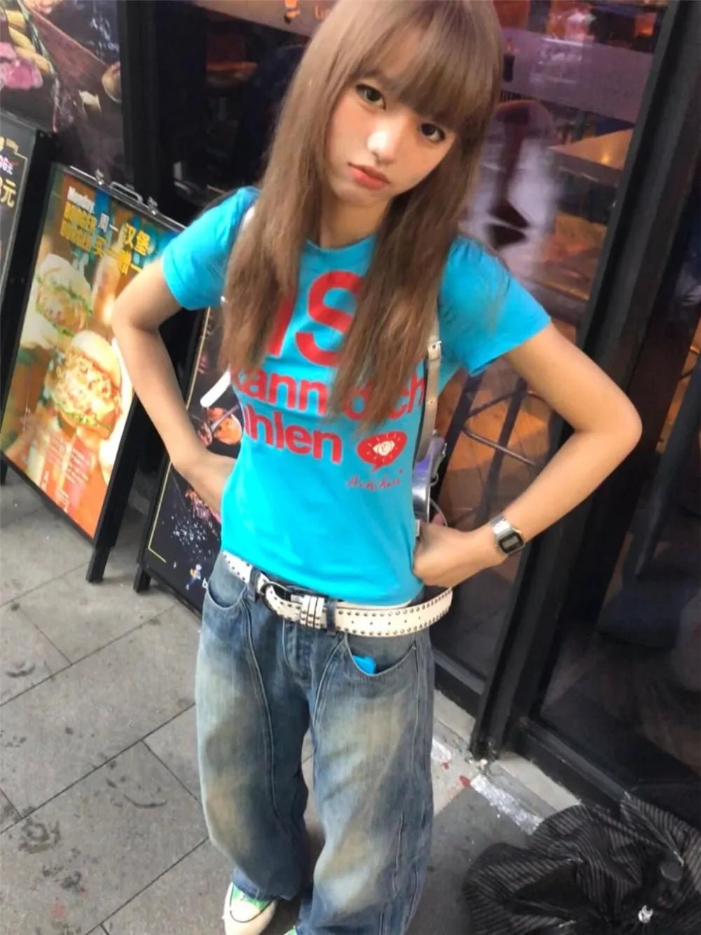Y2k Letter Print T-shirt American Japanese Retro 90s Fashion 2000s Style Crop Top Vintage Harajuku Short Sleeve Shirt Streetwear - Clothesfassion.store