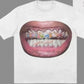Y2K Pattern T-shirt Funny Drinking Slogan Short Sleeved Shirt Pink Eye - catching Text White Top for Women - Clothesfassion.store
