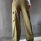 Y2K Solid Ripped Baggy Pants Fashion Women Pocket Elastic Waist Retro Straight Sweatpant Casual Streetwear Cargo New Trousers - Clothesfassion.store