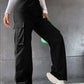 Y2K Solid Ripped Baggy Pants Fashion Women Pocket Elastic Waist Retro Straight Sweatpant Casual Streetwear Cargo New Trousers - Clothesfassion.store