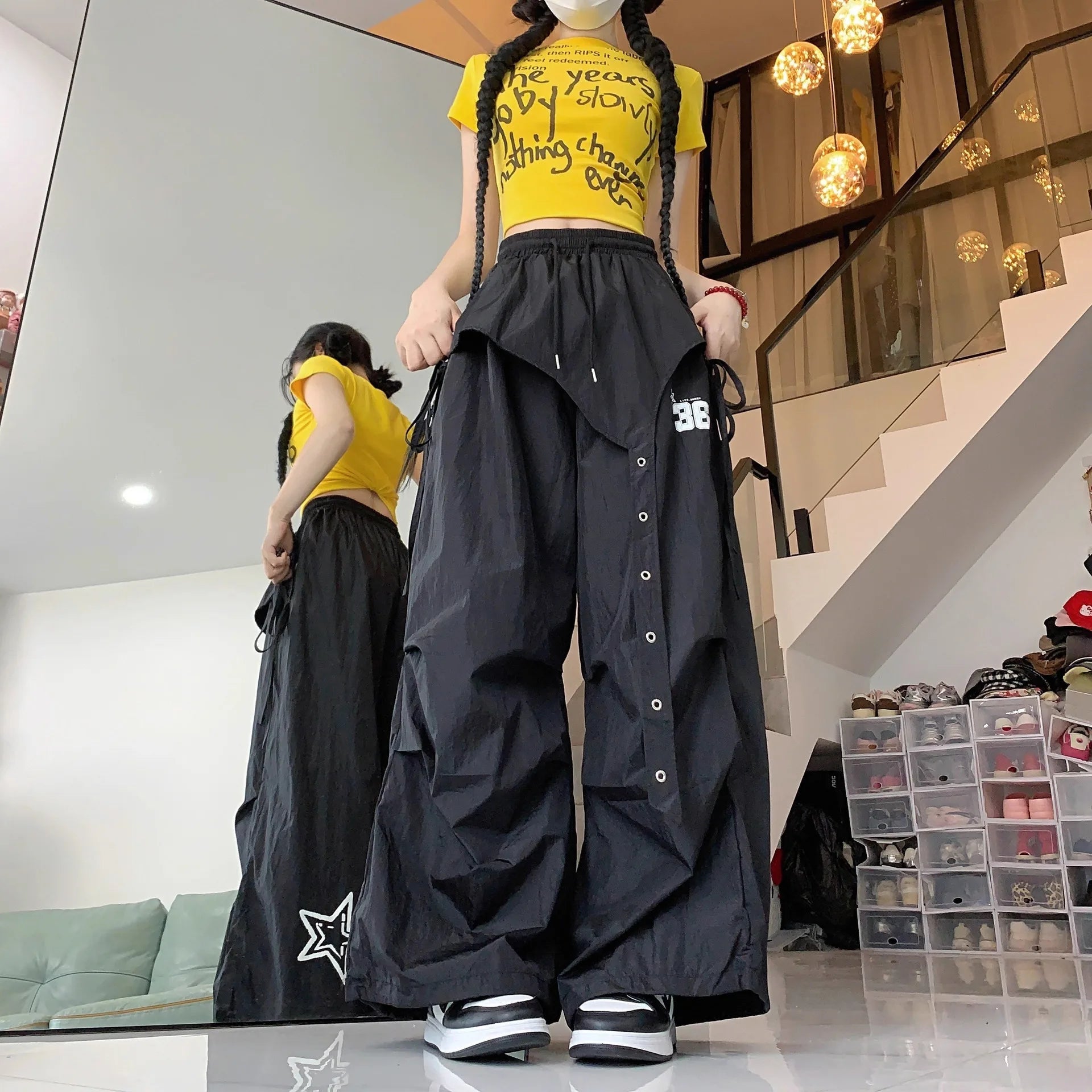 Y2K Streetwear Dance Pants Women Hip Hop Jazz Wide Leg Quick Dry Sports Trousers Casual Workwear Summer Fashion - Clothesfassion.store
