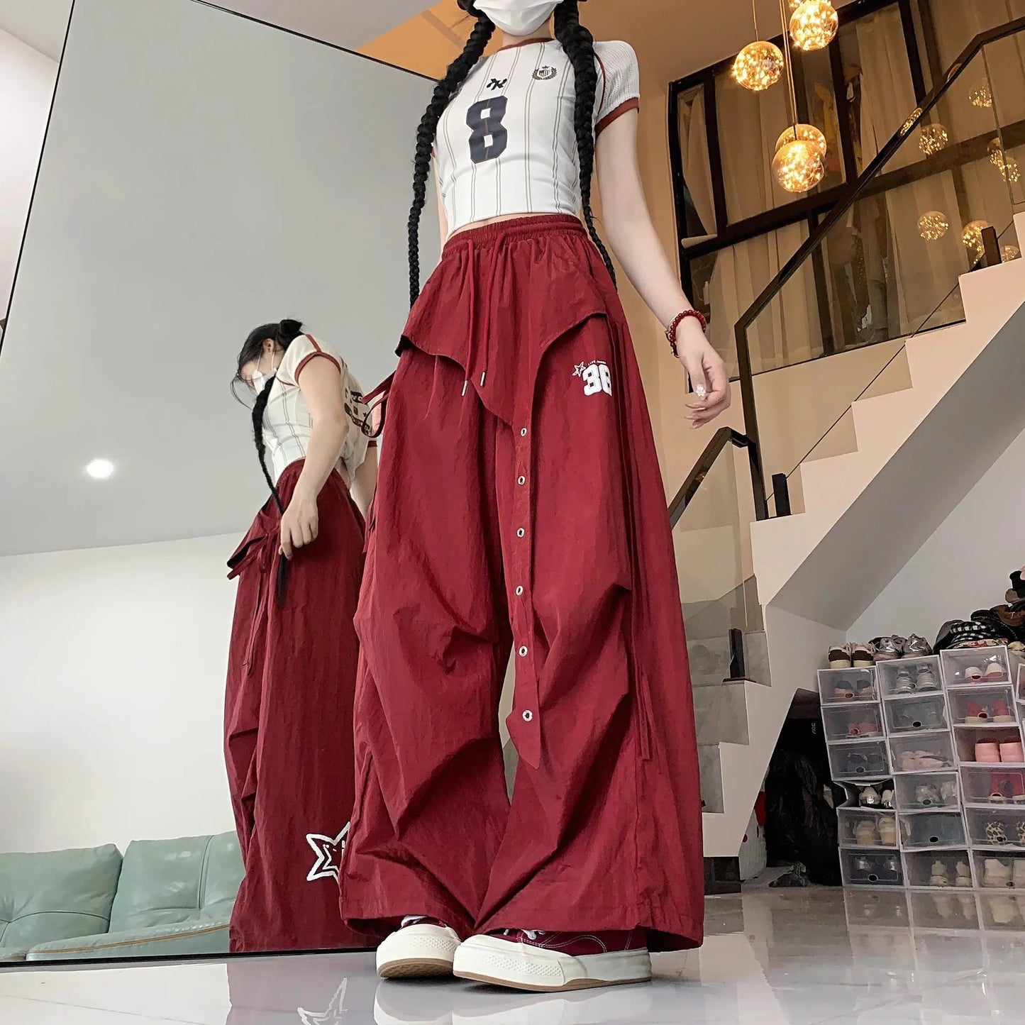 Y2K Streetwear Dance Pants Women Hip Hop Jazz Wide Leg Quick Dry Sports Trousers Casual Workwear Summer Fashion - Clothesfassion.store
