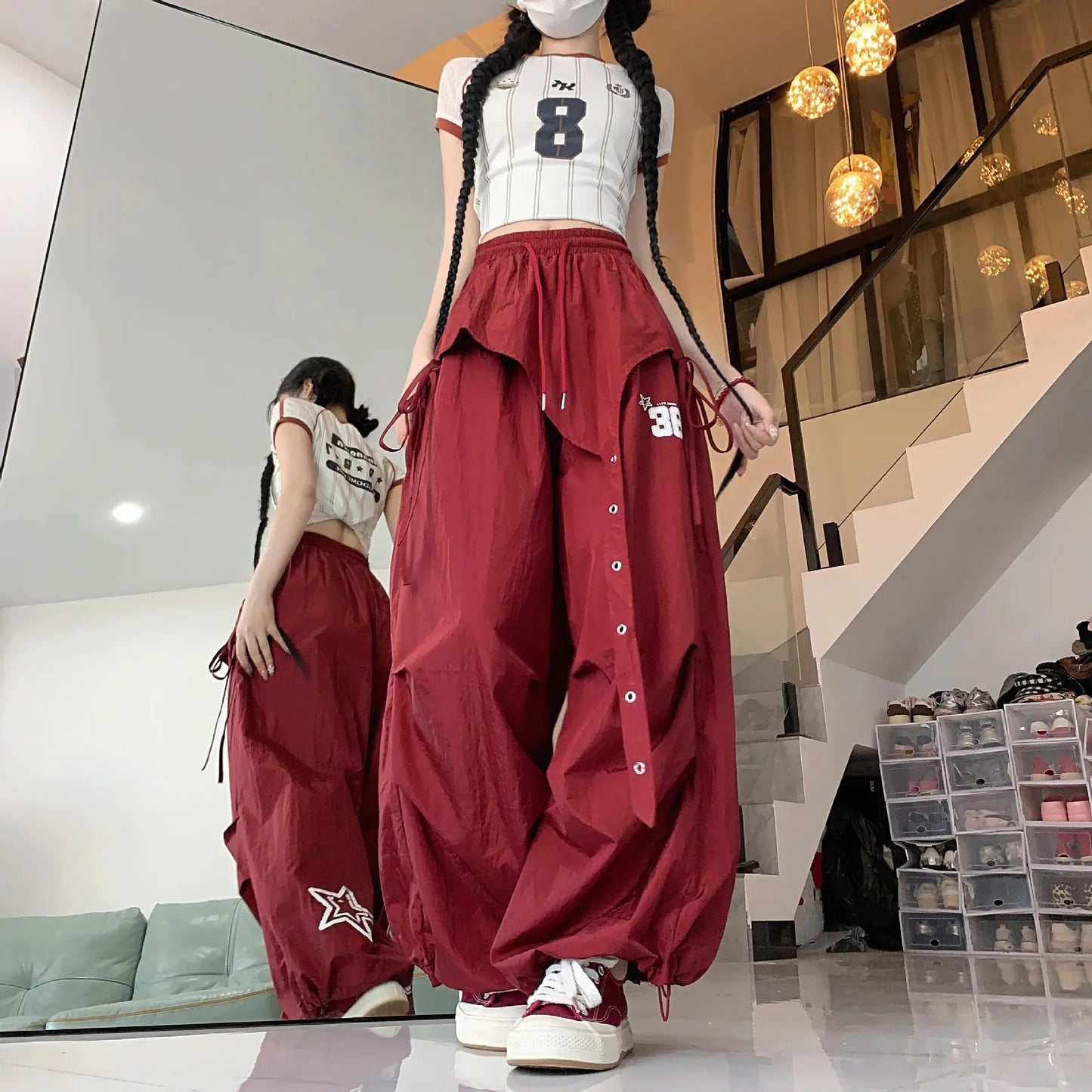 Y2K Streetwear Dance Pants Women Hip Hop Jazz Wide Leg Quick Dry Sports Trousers Casual Workwear Summer Fashion - Clothesfassion.store