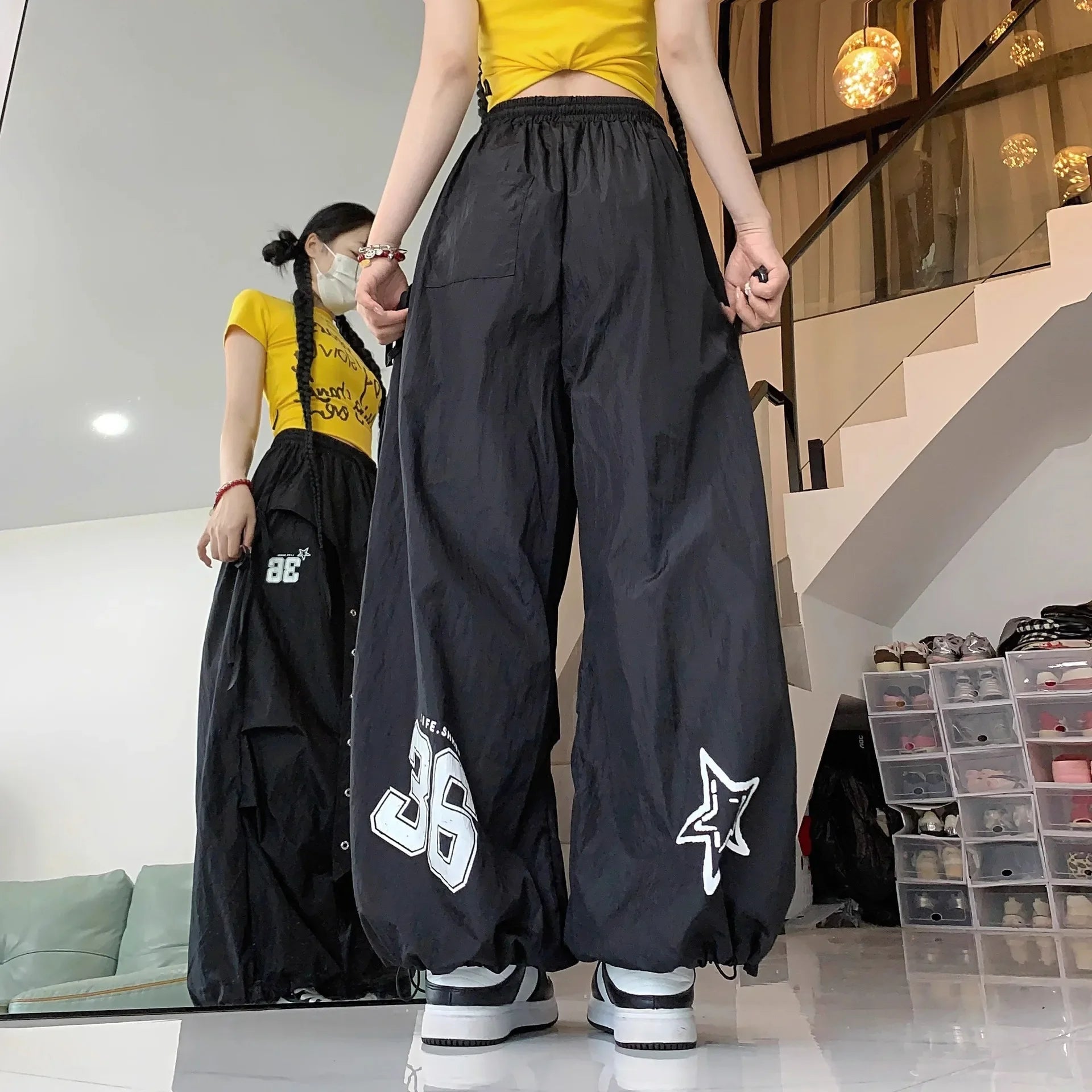 Y2K Streetwear Dance Pants Women Hip Hop Jazz Wide Leg Quick Dry Sports Trousers Casual Workwear Summer Fashion - Clothesfassion.store