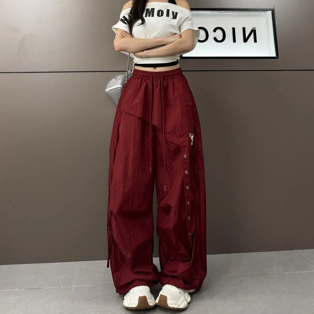 Y2K Streetwear Dance Pants Women Hip Hop Jazz Wide Leg Quick Dry Sports Trousers Casual Workwear Summer Fashion Punk Cargo Pants - Clothesfassion.store