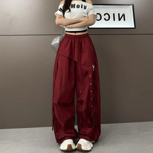Y2K Streetwear Dance Pants Women Hip Hop Jazz Wide Leg Quick Dry Sports Trousers Casual Workwear Summer Fashion Punk Cargo Pants - Clothesfassion.store