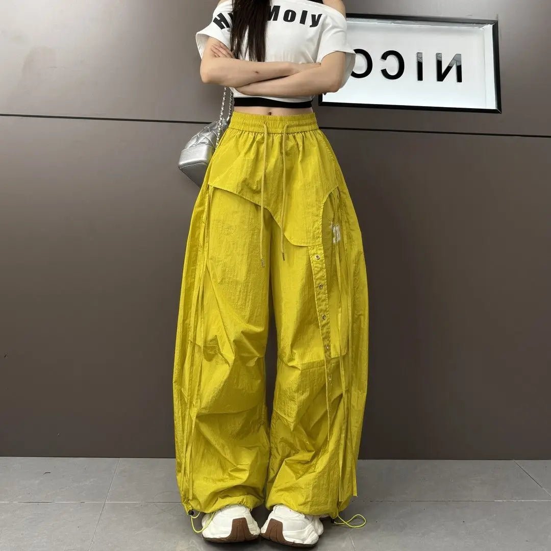 Y2K Streetwear Dance Pants Women Hip Hop Jazz Wide Leg Quick Dry Sports Trousers Casual Workwear Summer Fashion Punk Cargo Pants - Clothesfassion.store