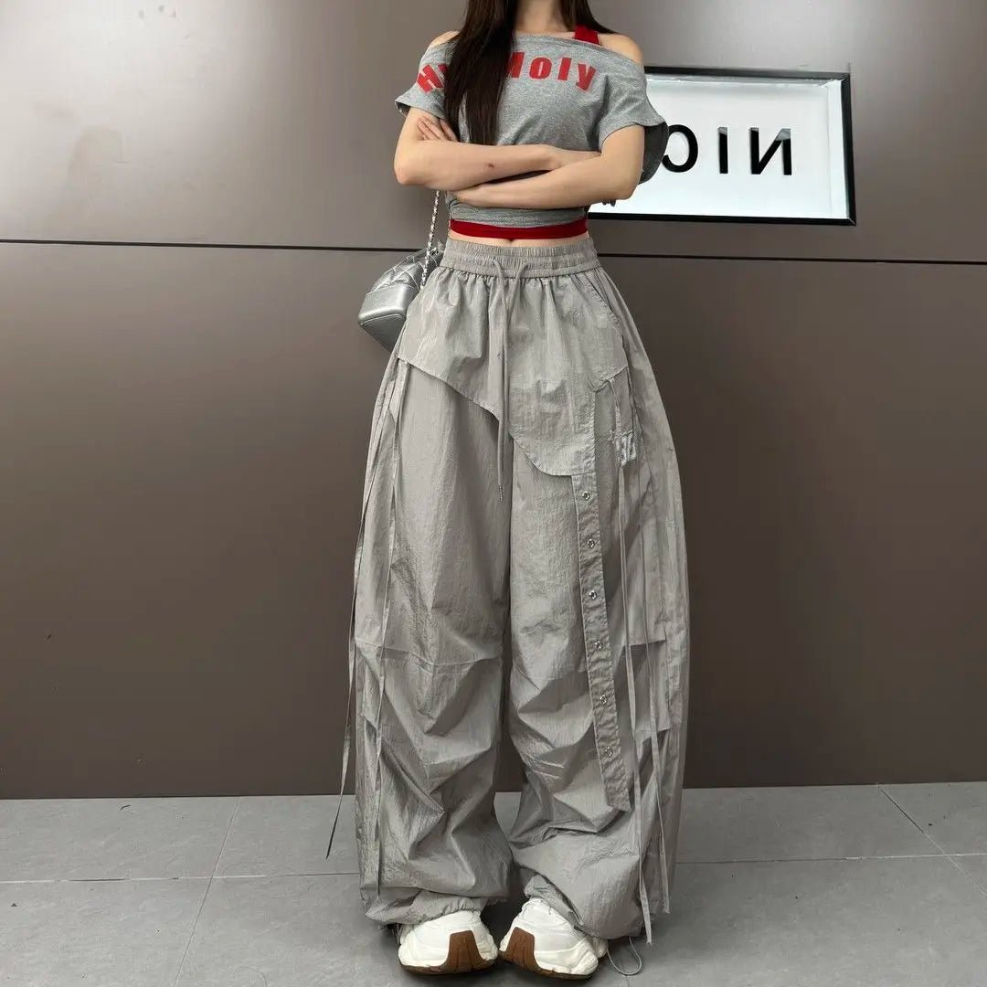 Y2K Streetwear Dance Pants Women Hip Hop Jazz Wide Leg Quick Dry Sports Trousers Casual Workwear Summer Fashion Punk Cargo Pants - Clothesfassion.store