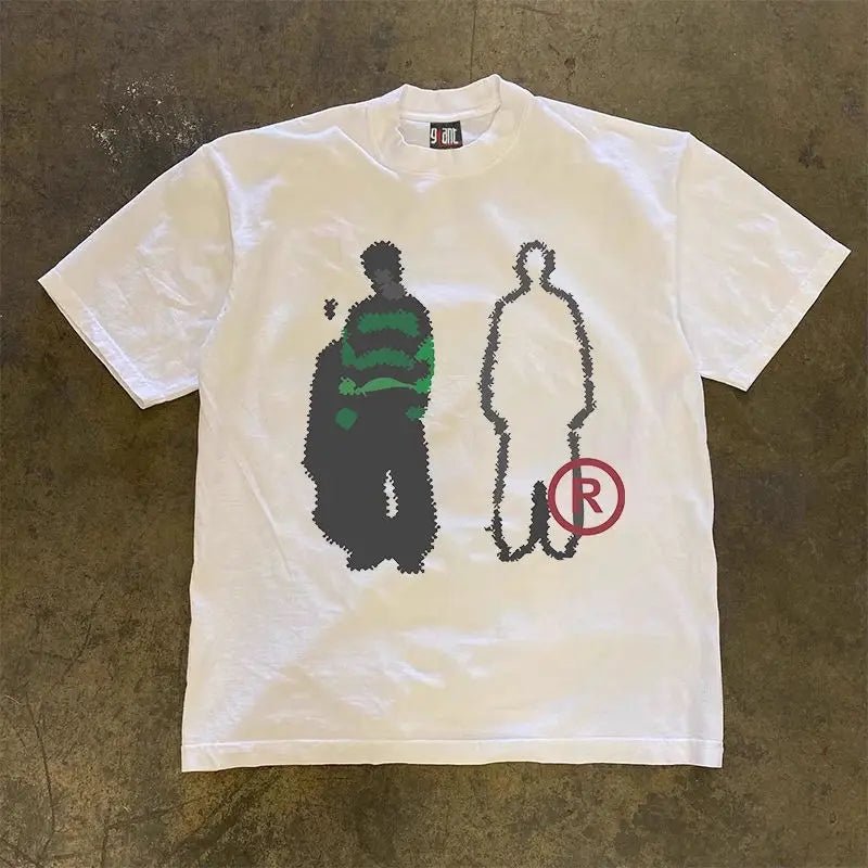 Y2K style hip - hop print 100% cotton T-shirt suitable for both men and women. Casual, loose - fitting, short - sleeved streetwear - Clothesfassion.store