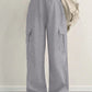 Y2K Style Wide Leg Cargo Pants for Women Lightweight Fabric Multi - Pocket Design Elastic Waist Casual Daily Trousers - Clothesfassion.store