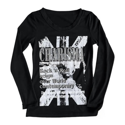 Y2k Top for Women Clothing Female Baby Tees Y2k Tops Emo Anime Girl Graphic T Shirts Women's Cropped Goth Long Sleeve Kawaii - Clothesfassion.store
