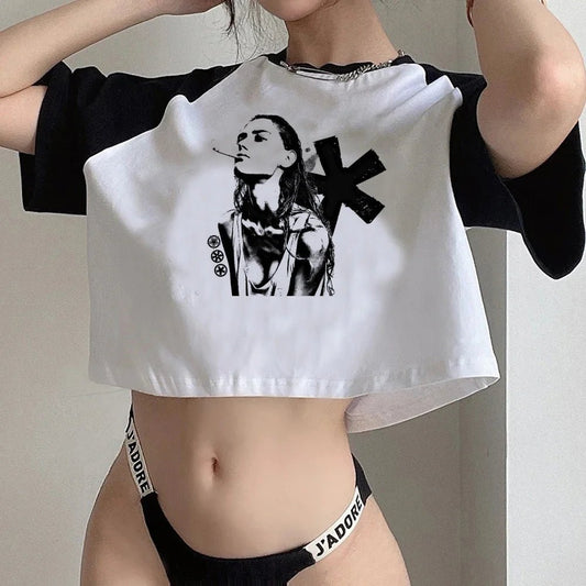 Y2k Tops streetwear aesthetic fairycore crop top Woman cute aesthetic 90s cropped - Clothesfassion.store