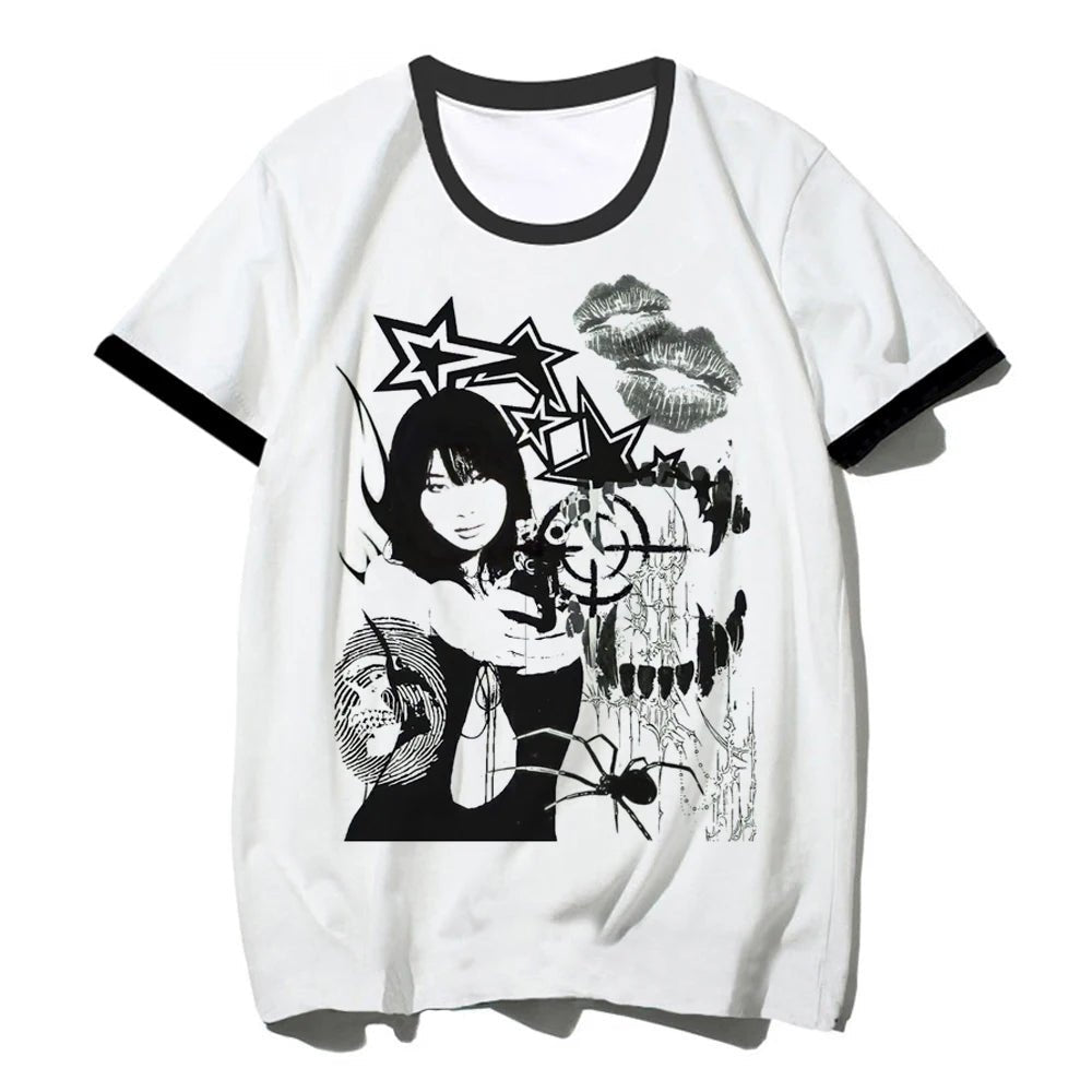 Y2k Tops top women funny Y2K Japanese Tee girl y2k clothing - Clothesfassion.store