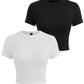 Y2K Woman Solid Cotton Crop Tops Short Sleeve High Elastic T-Shirt Soft O - Neck Sporty Tees Summer Street Fashion Female Clothes - Clothesfassion.store