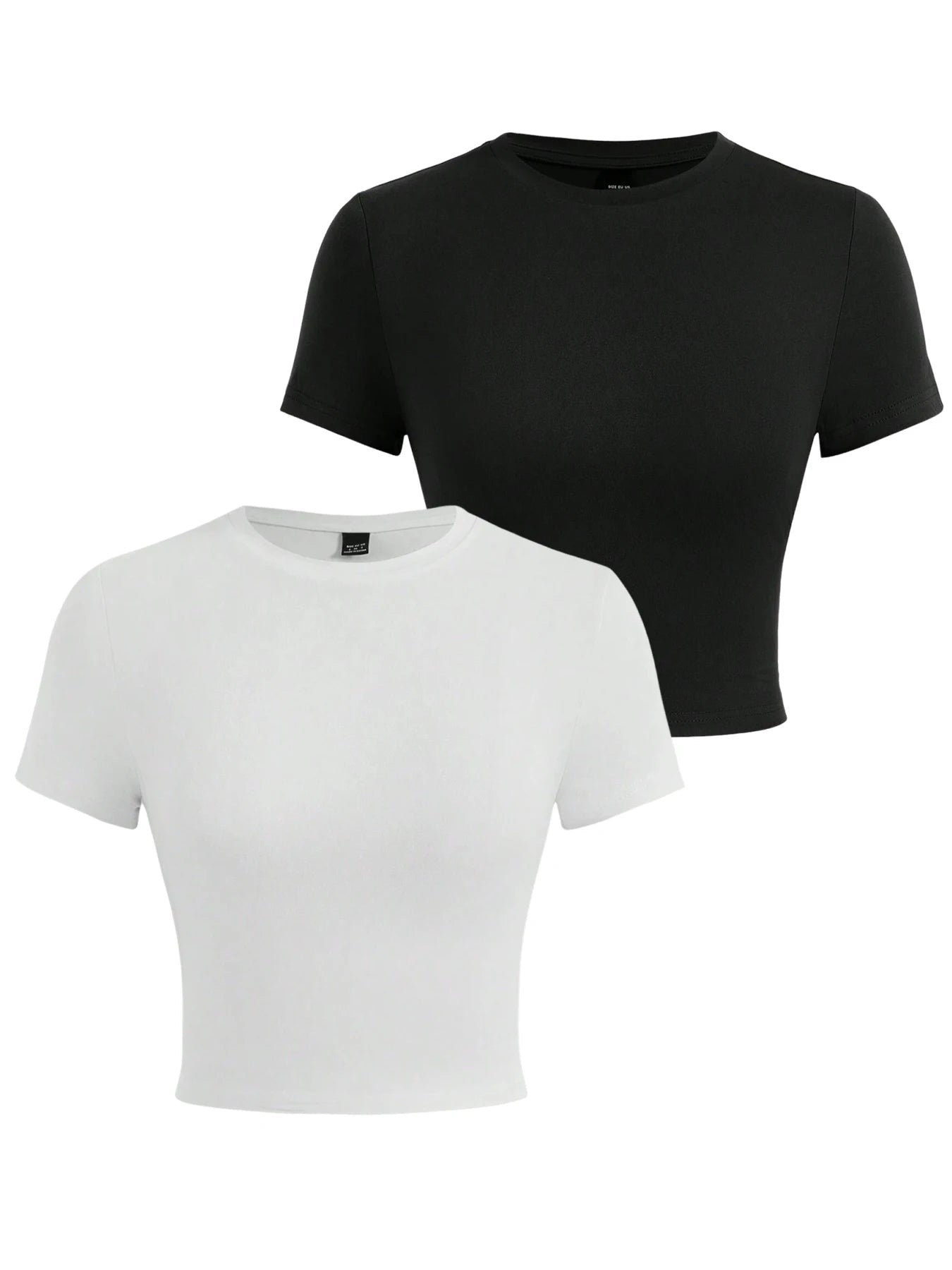 Y2K Woman Solid Cotton Crop Tops Short Sleeve High Elastic T-Shirt Soft O - Neck Sporty Tees Summer Street Fashion Female Clothes - Clothesfassion.store