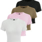Y2K Woman Solid Cotton Crop Tops Short Sleeve High Elastic T-Shirt Soft O - Neck Sporty Tees Summer Street Fashion Female Clothes - Clothesfassion.store